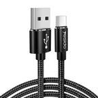 Yesido CA57 High-Output USB to Micro / Type-C Fast Charging Data Cable – 1.2m Heavy-Duty Nylon Braided Armor with Zinc Alloy Shells (2.4A Max)