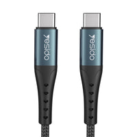 Yesido CA66 60W Type-C to Type-C Fast Charging Data Cable – 1.2m Heavy-Duty Nylon Braided Armor with Aluminum Alloy Shells