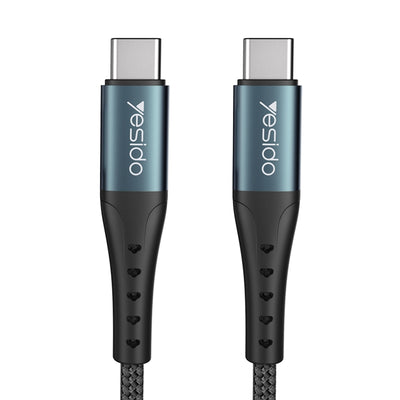 Yesido CA66 60W Type-C to Type-C Fast Charging Data Cable – 1.2m Heavy-Duty Nylon Braided Armor with Aluminum Alloy Shells