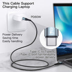 Yesido CA66 60W Type-C to Type-C Fast Charging Data Cable – 1.2m Heavy-Duty Nylon Braided Armor with Aluminum Alloy Shells