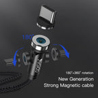 Yesido CA68 3-in-1 Magnetic Fast Charging Data Cable – 540-Degree Rotation Heavy-Duty Nylon Braided Cable (2.4A / 1m)