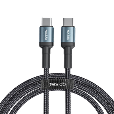 Yesido CA78 60W Type-C to Type-C PD Fast Charging Cable – 1.2m Heavy-Duty Nylon Braided Cable with Aluminum Alloy Shells