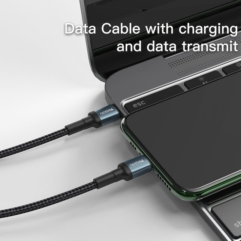 Yesido CA78 60W Type-C to Type-C PD Fast Charging Cable – 1.2m Heavy-Duty Nylon Braided Cable with Aluminum Alloy Shells
