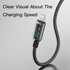Yesido CA84 Smart Digital Display USB to Lightning Data Cable – 1.2m Heavy-Duty Nylon Braided Armor with Zinc Alloy Shells (2.4A Max)