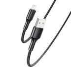 Yesido CA97 L-C Smart LED Display USB to Lightning Data Cable – 1.2m Heavy-Duty PP+PVC Braided Shielding with 2.4A Fast Charging