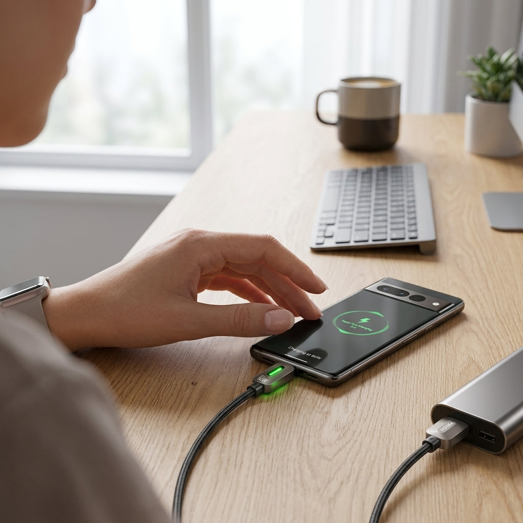 كابل يسيدو Yesido CA137C بطول 1.2 متر (USB-A إلى Type-C) بقوة 66 واط - شحن فائق السرعة وتصميم مضفر مصفح