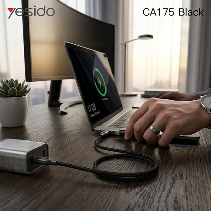 كابل يسيدو Yesido CA175 (Type-C إلى Type-C) بقوة 60 واط وطول 1 متر - أداء مستقر