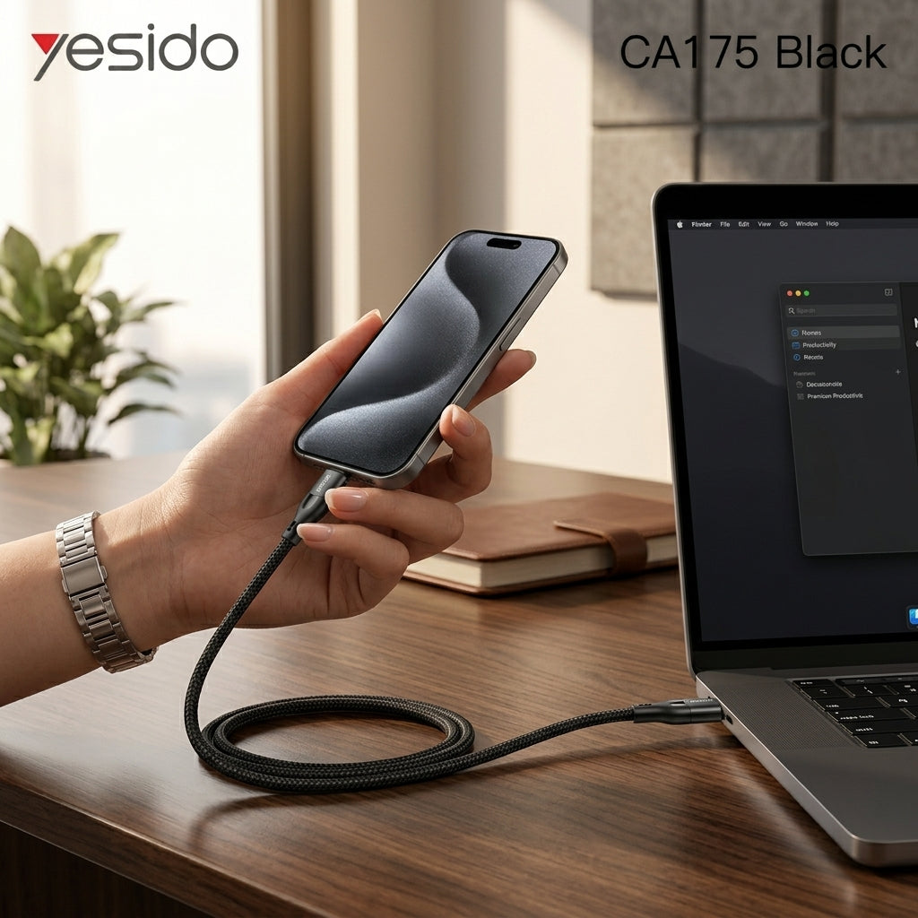 كابل يسيدو Yesido CA175 (Type-C إلى Type-C) بقوة 60 واط وطول 1 متر - أداء مستقر