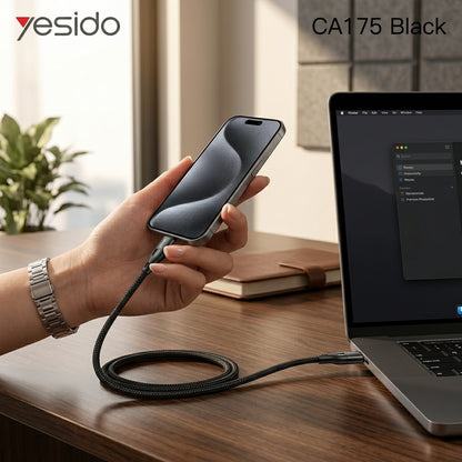 كابل يسيدو Yesido CA175 (Type-C إلى Type-C) بقوة 60 واط وطول 1 متر - أداء مستقر