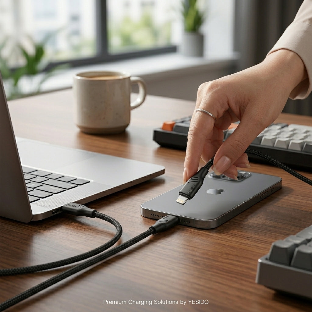 كابل يسيدو Yesido CA176 (Type-C إلى Lightning) بقوة 27 واط وطول 1 متر - أداء شحن سريع