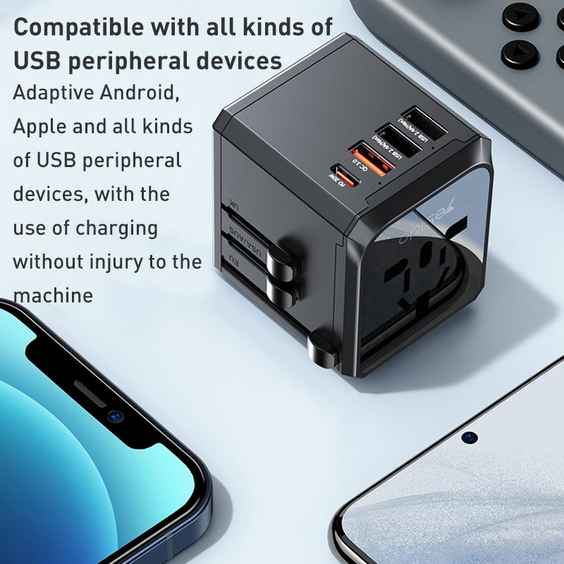 Yesido MC24 Universal Travel Adapter 2000W – 20W PD & 18W QC 3.0 with 4 USB/Type-C Ports