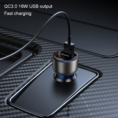 شاحن سيارة Yesido Y52 فائق السرعة بقدرة 48 واط - منفذين (USB + Type-C) بهيكل معدني وتصميم شفاف