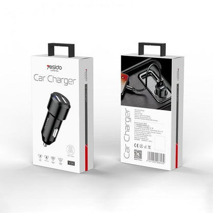 Yesido Y34 Compact Car Charger – Dual USB Ports 2.4A with Aluminum Alloy Shell
