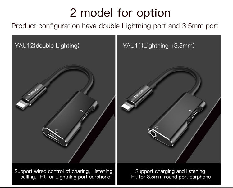 Yesido YAU11 2-in-1 Lightning & 3.5mm Audio Adapter