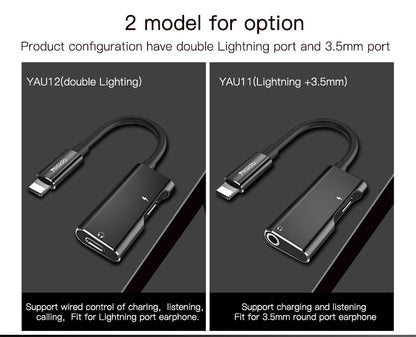 Yesido YAU11 2-in-1 Lightning & 3.5mm Audio Adapter
