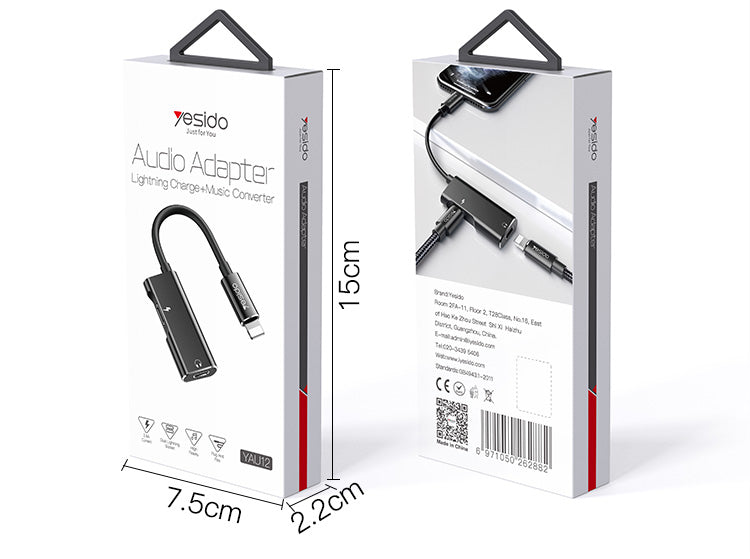 Yesido YAU11 2-in-1 Lightning & 3.5mm Audio Adapter
