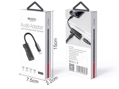 Yesido YAU11 2-in-1 Lightning & 3.5mm Audio Adapter