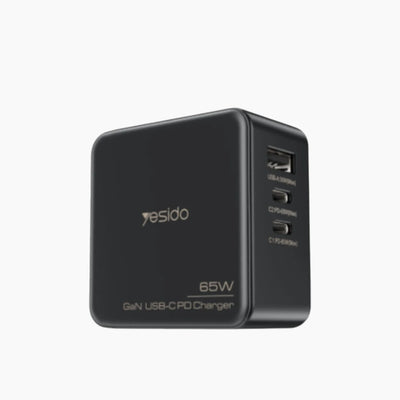 Yesido YC42 65W GaN Fast Wall Charger – Triple Port with Replaceable Plugs (EU+US+UK)