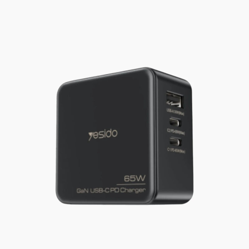 Yesido YC42 65W GaN Fast Wall Charger – Triple Port with Replaceable Plugs (EU+US+UK)