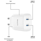 Yesido YC108 35W Dual Port Fast Wall Charger – 35W PD + 18W USB-A with Type-C to Type-C Cable
