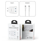 Yesido YC109 45W Dual USB-C PD Fast Wall Charger – Dual Port with Type-C to Type-C Cable