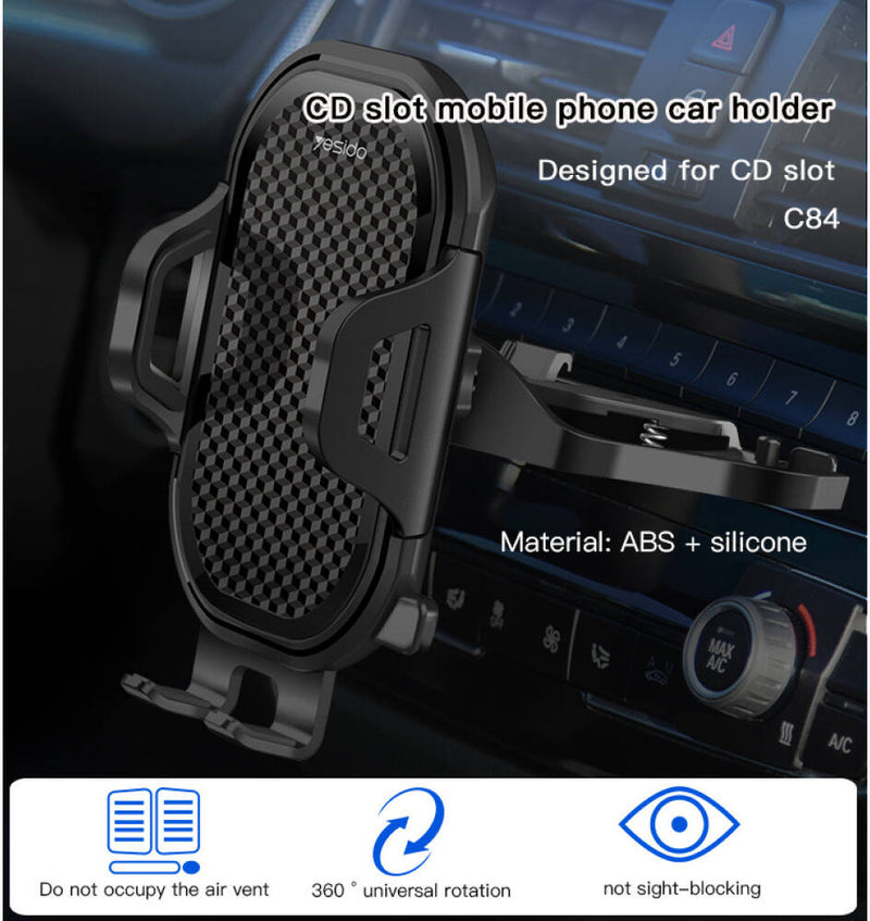 Yesido C84 Universal 2-in-1 Car Phone Holder for CD Slot and Air Vent