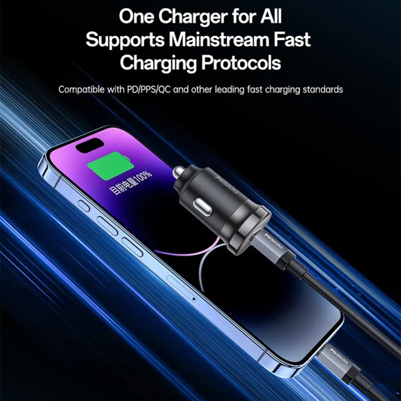 Yesido Y74 30W Fast Car Charger – High-Performance Type-C PD Port (Zinc Alloy Design)