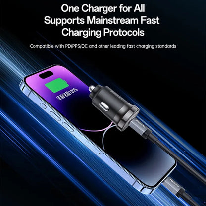 طقم شحن السيارة Yesido Y73 بقوة 30 واط - منفذين (USB + Type-C) مع كابل Type-C to Lightning