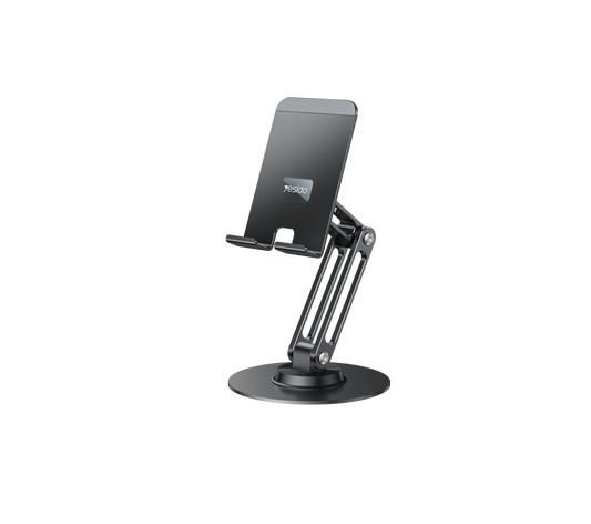 Yesido C300 360° Rotating Aluminum Desktop Stand - Foldable & Adjustable for Phones & Tablets