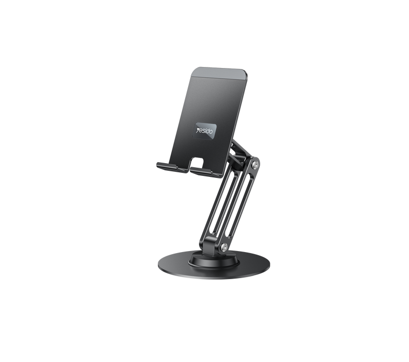 Yesido C300 360° Rotating Aluminum Desktop Stand - Foldable & Adjustable for Phones & Tablets