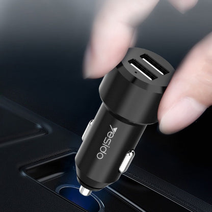 Yesido Y34 Compact Car Charger – Dual USB Ports 2.4A with Aluminum Alloy Shell