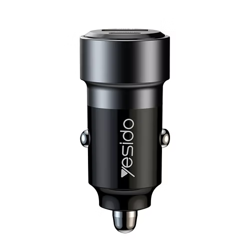 Yesido Y55 60W Dual Fast Car Charger – USB-A + Type-C PD Ports with Dual Type-C Cable