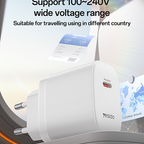 Yesido YC105 20W PD Fast Wall Charger – Single Type-C Port with Type-C to Type-C Cable