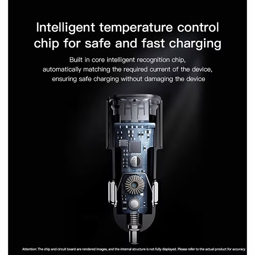 Yesido Y55 60W Dual Fast Car Charger – USB-A + Type-C PD Ports with Dual Type-C Cable