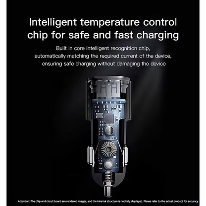 Yesido Y55 60W Dual Fast Car Charger – USB-A + Type-C PD Ports with Dual Type-C Cable