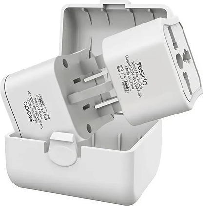 Yesido MC25 Universal Travel Adapter Kit – All-in-One Converter for CN, US, EU, and UK Plugs