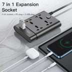 Yesido MC11 7-in-1 Smart Power Strip – 2650W, 20W PD + 18W QC 3.0 with 4 Universal Outlets