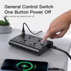 Yesido MC11 7-in-1 Smart Power Strip – 2650W, 20W PD + 18W QC 3.0 with 4 Universal Outlets