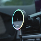 شاحن وايرلس Yesido C315 للسيارة بقوة 15 وات - إضاءة RGB وتثبيت مزدوج