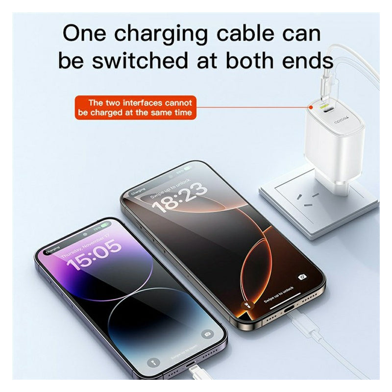 شاحن سفر Yesido YC71 بقوة 12 واط - منفذين مع كابل Type-C to Lightning بطول 1 متر
