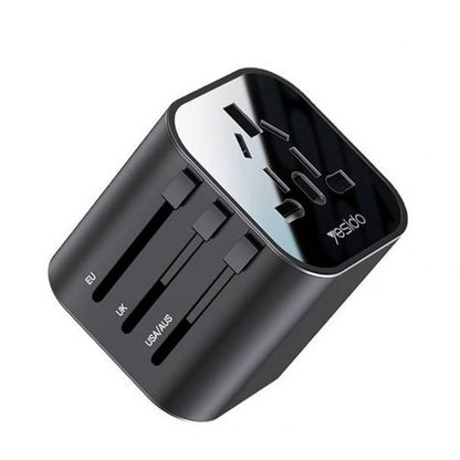 Yesido MC09 4-in-1 Universal Travel Adapter – Compact Folding Design for AU, US, EU, and UK